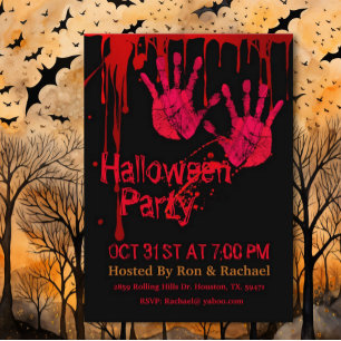 Scary Spooky Bloody Hands Adult Halloween  Invitation