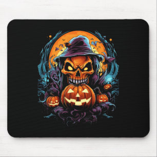 Scary Spooky Castle Halloween Pumpkin Witch  Mouse Pad