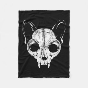 Scary Spooky Cat Feline Skull Skeleton Halloween A Fleece Blanket