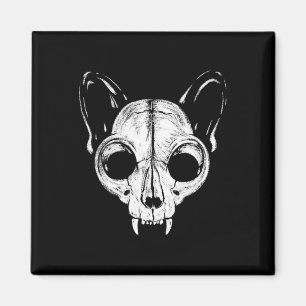 Scary Spooky Cat Feline Skull Skeleton Halloween A Magnet