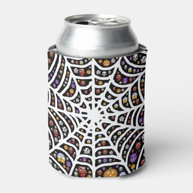 Scary Spooky Cobweb Collage Can Cooler (Can Front)