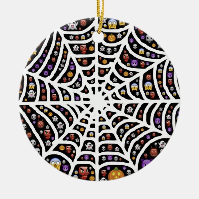 Scary Spooky Cobweb Collage Ornament Round (Front)