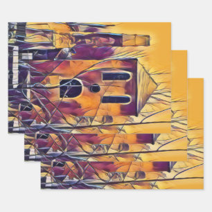 SCARY SPOOKY FUN WRAPPING PAPER SHEET