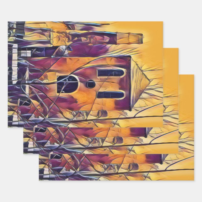 SCARY SPOOKY FUN WRAPPING PAPER SHEET (Set)