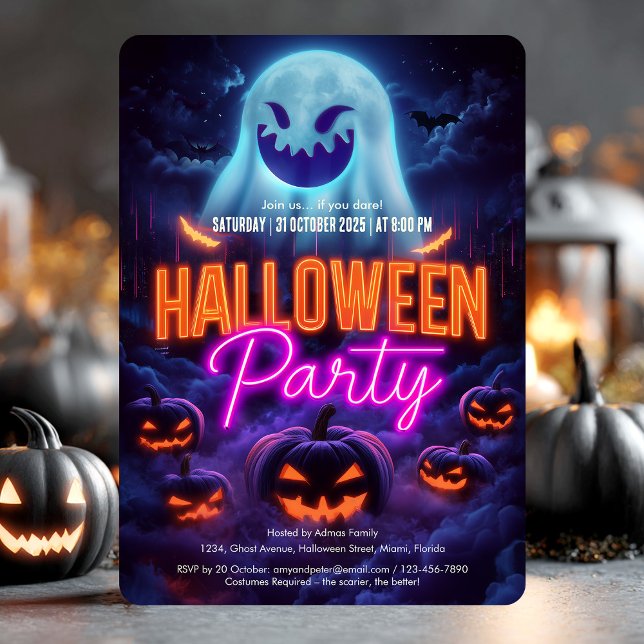 Scary Spooky Ghosts Adult Halloween Party Invitation (Scary Spooky Ghosts Adult Halloween Party Invitation)