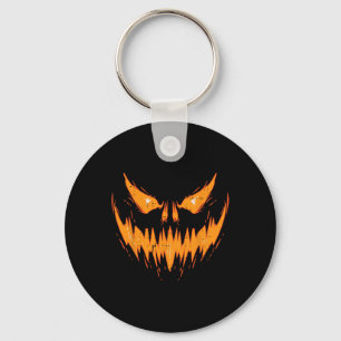 Scary Spooky Jack O Lantern Face Pumpkin Halloween Key Ring