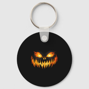 Scary Spooky Jack O Lantern Face Pumpkin Halloween Key Ring