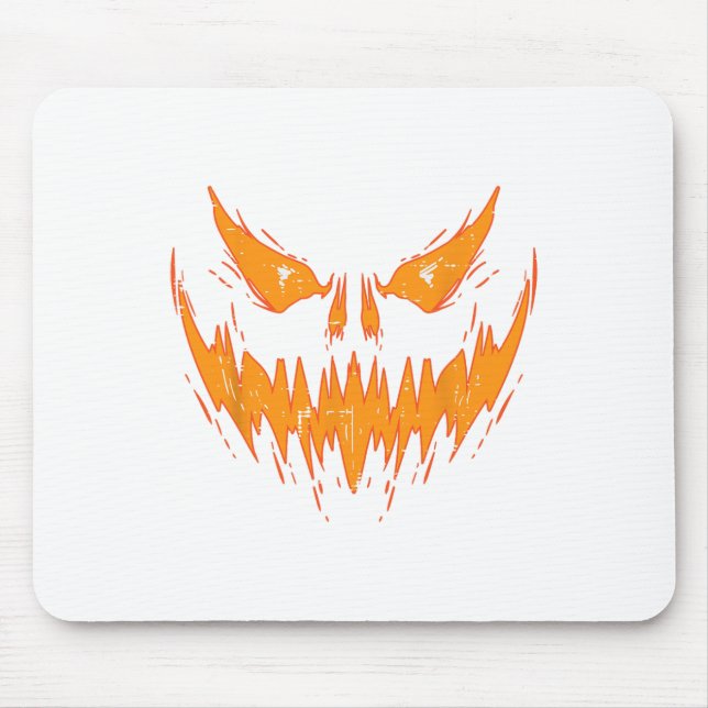 Scary Spooky Jack O Lantern Face Pumpkin Halloween Mouse Pad (Front)