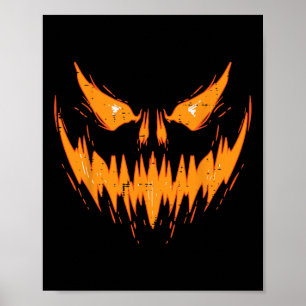 Scary Spooky Jack O Lantern Face Pumpkin Halloween Poster