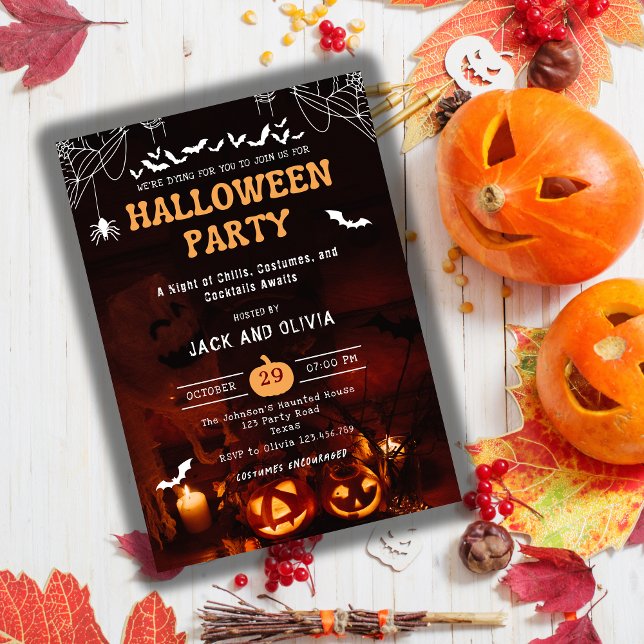 Scary Spooky Pumpkin Adult Halloween Costume Party Invitation (Creator Uploaded)