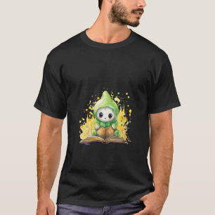 scary spooky watercolored book reading ghost V Nec T-Shirt