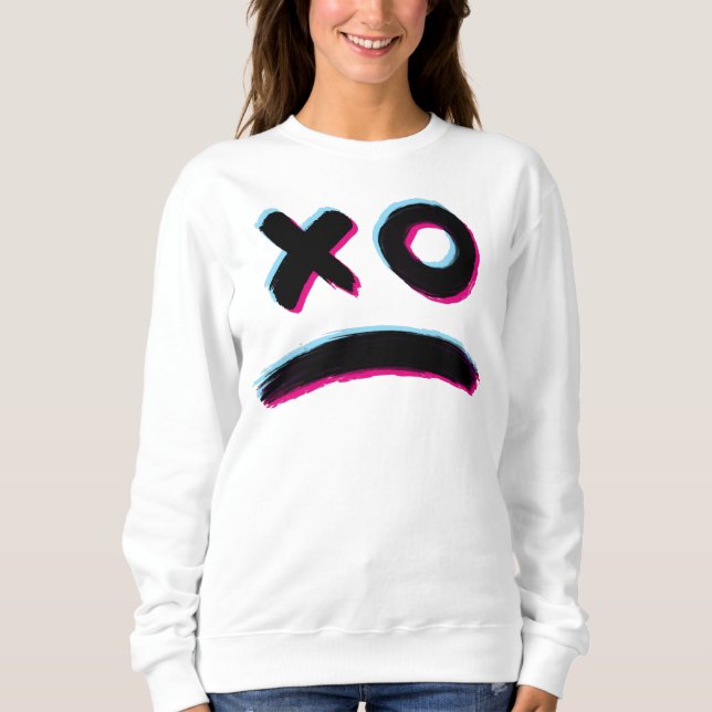 Scary Stroke Smile Face Glitch Happy Halloween Sweatshirt (Front)
