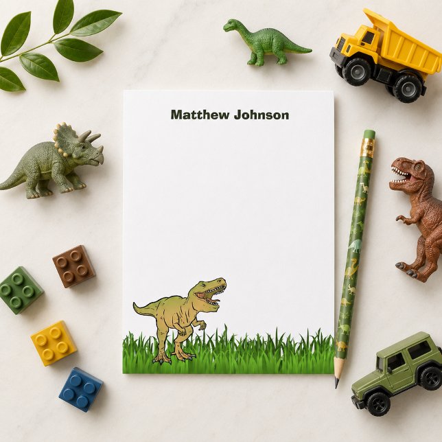 Scary T-Rex Dinosaur Boy Name Card (Creator Uploaded)