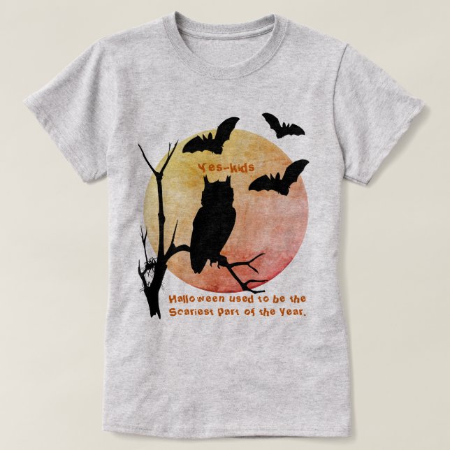 Scary Thoughts Orange Halloween T-Shirt (Design Front)