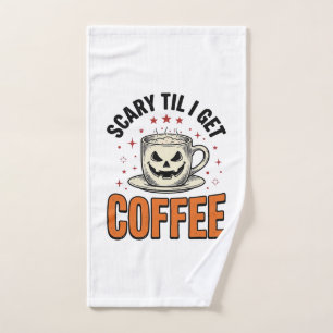 Scary Til Coffee Vintage Halloween Coffee Shirt_1 Hand Towel