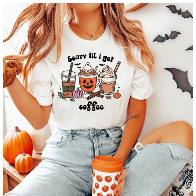 Scary Til I Get Coffee Halloween T-Shirt (Creator Uploaded)