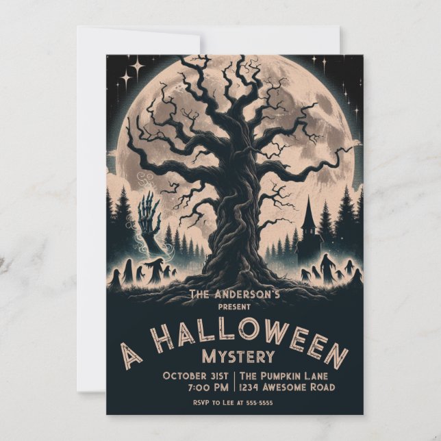 Scary Tree Halloween Ghosts Invitation (Front)