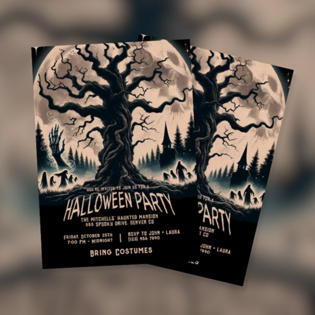Scary Tree Halloween Party Invitation (Creator Uploaded)