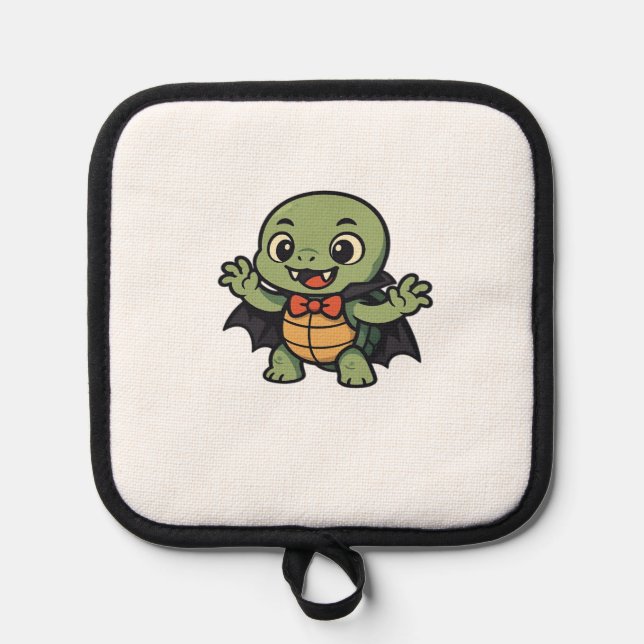 Scary turtle vampire Halloween Oversized T-Shirt Pot Holder (Front)