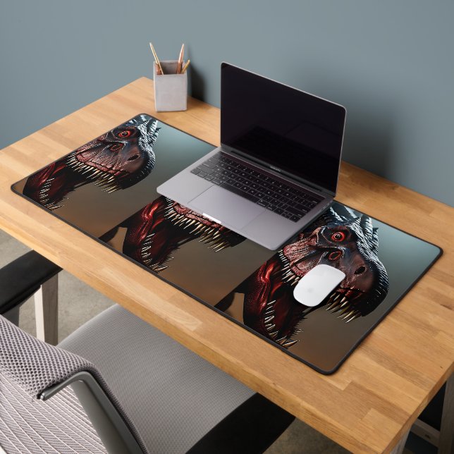Scary Tyrannosaurus Rex Face, Computer Desk Mat (Office 2)