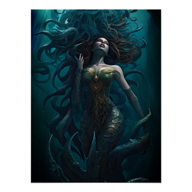 Scary Under the Sea Siren Mermaid Creature Poster (Front)