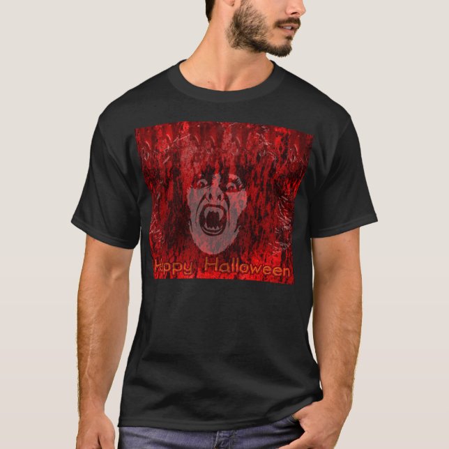 Scary Vampire Lady in Blood T-Shirt (Front)