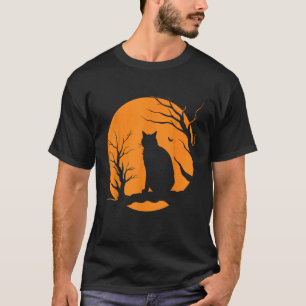 Scary Vintage Halloween Black Cat Costume Retro Mo T-Shirt
