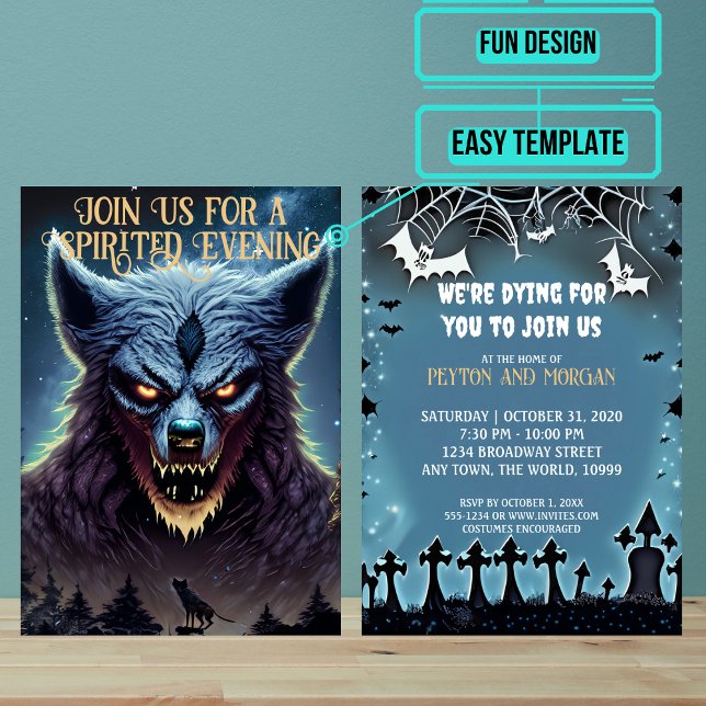 Scary Werewolf Halloween Party Invitation (Use these awesome invitations to get your guest in the mood right away. )