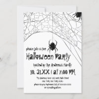 Scary White Black Spider and Web Halloween