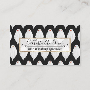 Scary White Halloween Ghosts Watercolor Pattern Business Card