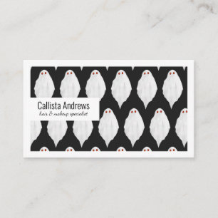 Scary White Halloween Ghosts Watercolor Pattern Business Card