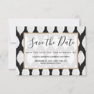Scary White Halloween Ghosts Watercolor Pattern Save The Date