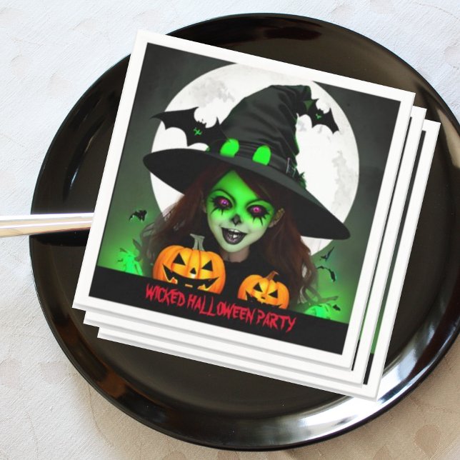 Scary Wicked Witch Halloween Party Napkin (Creator Uploaded)