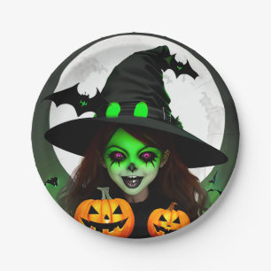 Scary Wicked Witch Halloween Party Paper Plate