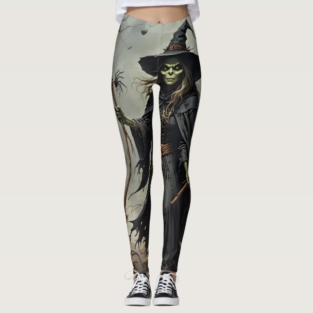 Scary Witch and Spiders Leggings (Front)