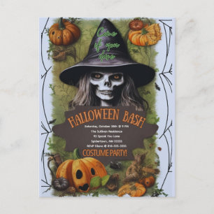 Scary Witch Halloween Bash Costume Party Postcard