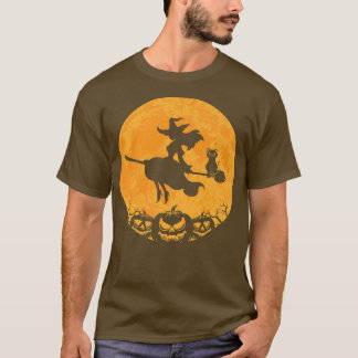 Scary Witch Hat In Moon Halloween Costume Vintage T-Shirt