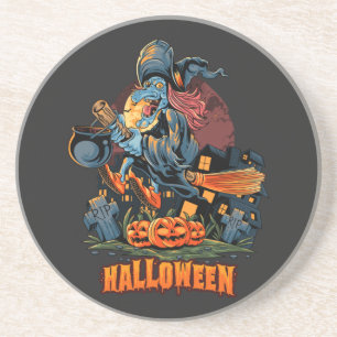 Scary Witch On a Broom Coaster