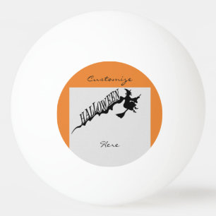 Scary Witch Riding Broom Halloween Thunder_Cove Ping Pong Ball