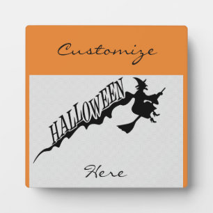 Scary Witch Riding Broom Halloween Thunder_Cove Plaque