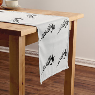 Scary Witch Riding Broom Halloween Thunder_Cove Short Table Runner