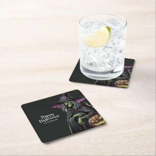 Scary Witch Themed Halloween  Square Paper Coaster