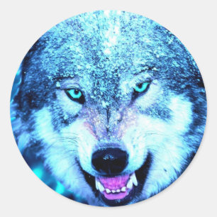 Scary wolf classic round sticker
