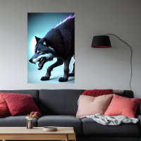 Scary wolf showing teeth | AI Art Poster