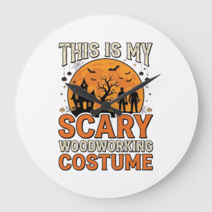Scary Woodworking Costume Halloween Vintage Design Large Clock