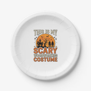 Scary Woodworking Costume Halloween Vintage Design Paper Plate