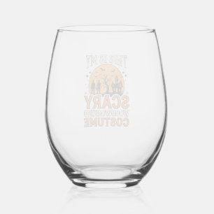 Scary Woodworking Costume Halloween Vintage Design Stemless Wine Glass