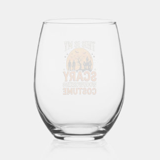 Scary Woodworking Costume Halloween Vintage Design Stemless Wine Glass