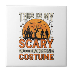 Scary Woodworking Costume Halloween Vintage Design Tile