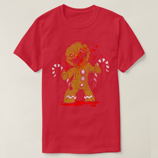 Scary Zombie Gingerbread Man  T-Shirt (Design Front)